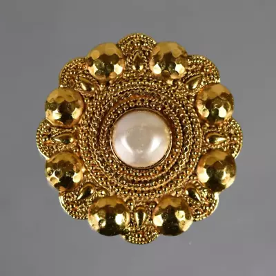 Magnificent French Vintage CHANEL  Brooch - Flower Pearl Cabochon Numbered 6cm • $1519