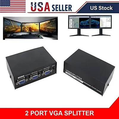 2-Ports VGA Splitter (200MHz) For 2 PC To Share 1 System High Video Vga Splitter • $13.99