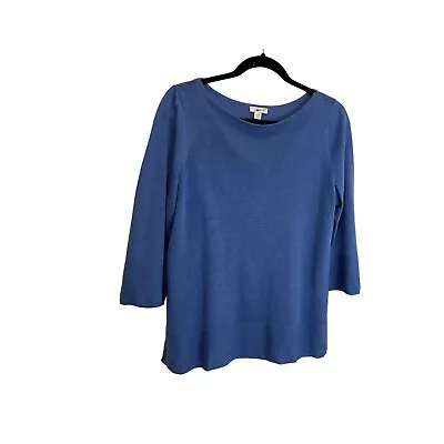 J. Jill Linen Blend Blue 3/4 Sleeve Top Blouse Womens Size S Petite • $13.99