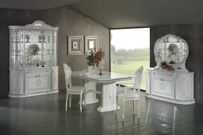 £1999 • Buy Italian High Gloss New Versace White Dining Table + 6 Chairs  12 Month 0%