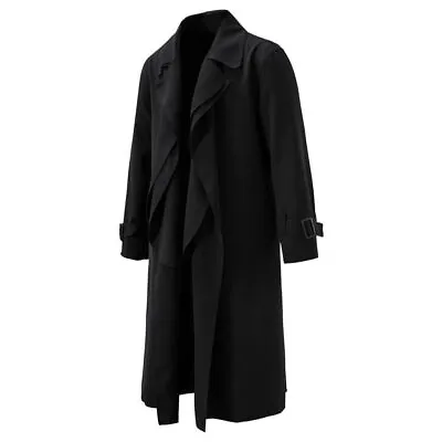 Men Long Balck Jacket Casual Fashion Business Windbreaker Trench Coat Loose Cape • $65.09