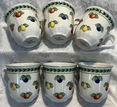 LOT OF 6 VILLEROY & BOCH French Garden Fleurence 3 1/2 Inch MUGS VG No Damage • $52