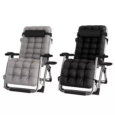 Zero Gravity Chair Recliner Outdoor Reclining Garden Sun Lounger W/cushion Bed • £69.99