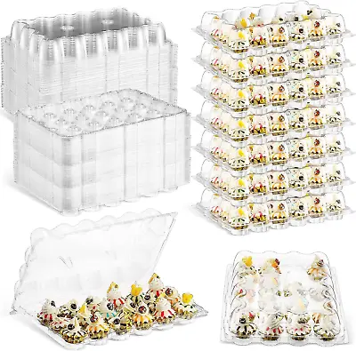 24 Pack Mini Cupcake Containers 24 Count Disposable Plastic Small Cupcake Boxe • $61.50