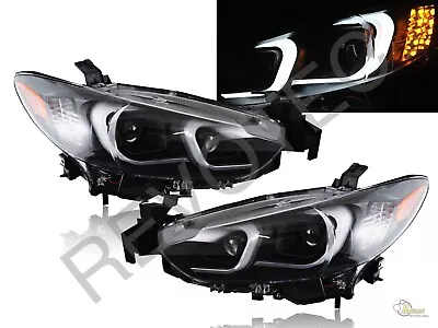 Black LED Bar Projector Headlights Halogen For 2014-2017 Mazda 6 Sedan RH + LH • $307.95