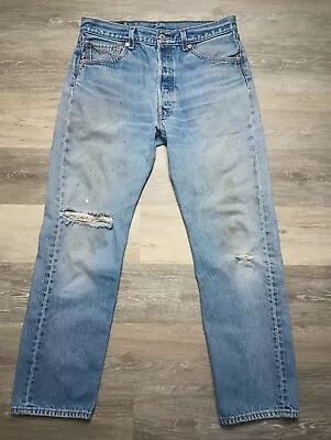 Levis 501 Jeans Worn Denim 32x30 Measured Size Faded Grunge Red Tab Vtg Distress • $9.99