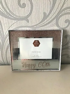 60th Birthday Frame Birthday Gift - Rose Gold Glitter Frame • £3.75