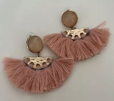 Zara Peach Tassel Dressy Summer Fancy Earrings • £4.75