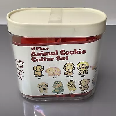 Vintage Red 11 Piece Animal Cookie Cutter Set W/ Storage Container & Recipe Hoan • $11.74