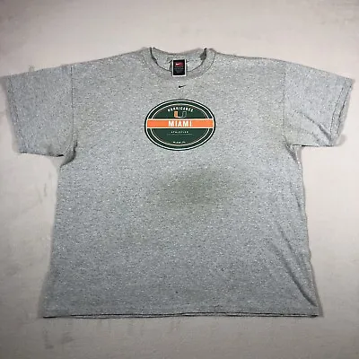 Miami Hurricanes Shirt Mens 2XL Gray College Nike Football Short Sleeve NCAA U32 • $8.37