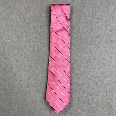 Tommy Hilfiger Silk Tie Pink Check Classic Preppy Mens • $15.50