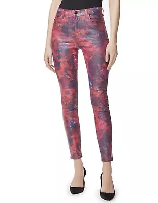 J Brand Maria Mid-Rise Skinny Jeans Coated Floral Multicolor Size 26 Made In USA • $79.95