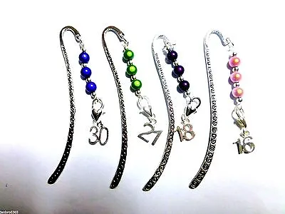 16th 18th 21st 30th 40th 50th Birthday Numbered Hand Beaded Bookmark Gift • £5.49