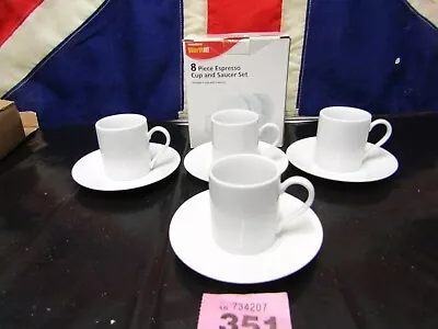 WOOLWORTH 8 Piece Espresso Cup &Saucer Set White Original Box Used Vintage (A) • £9.99