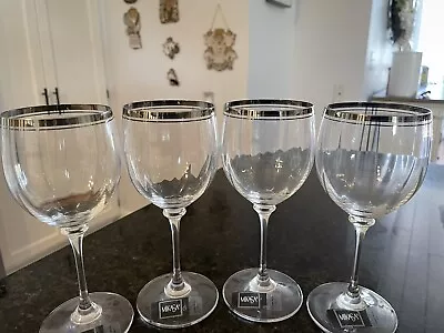 MIKASA STEPHANIE CRYSTAL WINE GLASSES~ 7 1/8  ~Austria~ Set Of 4~NEW W/ TAGS!!! • $59.95