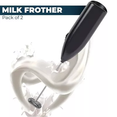 2ps Handheld Milk Frother Frothy Coffee Battery Whisk Mixer Kitchen Egg Beater • £8.55