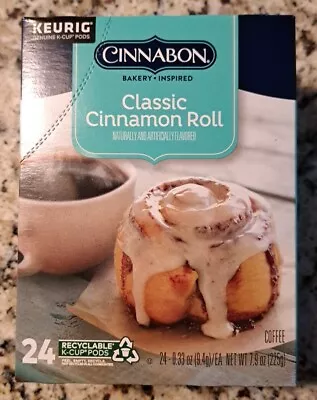 Cinnabon Classic Cinnamon Roll Light Roast Keurig K-Cups Coffee Pods 24 Count • $24.95