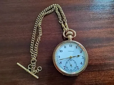 £115 • Buy Mens Vertex Swiss Made Gold Plated Vintage Pocket Watch With Chain