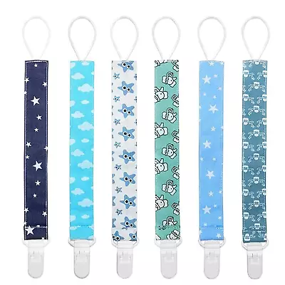 Pacifier Clip For Boys And Girls 6 Pack Plastic Teething Clips Modern Designs Un • $12.98