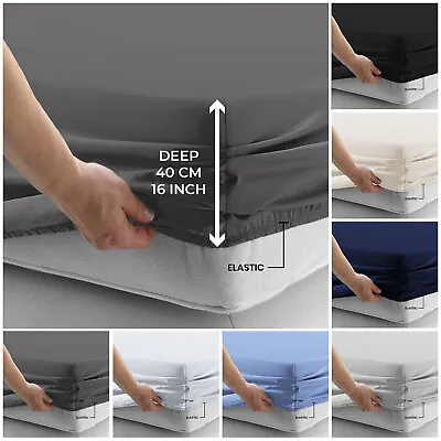 £8.99 • Buy Extra Deep 40Cm Fitted Sheet Bed Sheets For Mattress Single Double King UK Size