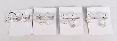 Lot 4 Silver Tone Clear Crystal Star & Moon Hoop Dangle Earrings New  • $0.99
