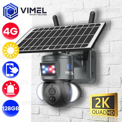4G SIM Card Farm Solar Security Camera 128GB 24/7 LIVE VIEW PTZ QHD 2K Outdoor • $289