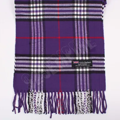 100% CASHMERE Scarf Purple Tartan Plaid Stripe Soft For Men's • $7.99