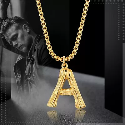 Men Women 26 Initial Letter Gold Chain Necklace A-Z Pendant Stainless Steel • $10.89