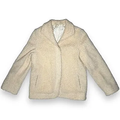 Vintage ILGWU Union Made Women's Wool Coat Jacket Made In USA Boucle White Cream • $49.99