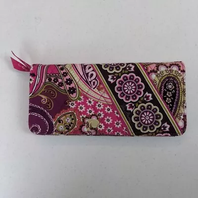 Vera Bradley Very Berry Paisley Wallet ID Holder Zipper Magnetic Close 9  X 4.5  • $17.97