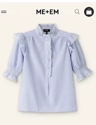 Me&Em Cotton Voile Stripe Short Sleeve Top - Size 16 - BNWOT • £75