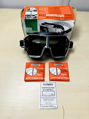 Old Vtg CLIMAX 521 Goggles Motorcycle Open Cockpit Auto Racing W/Original Box • $199.95