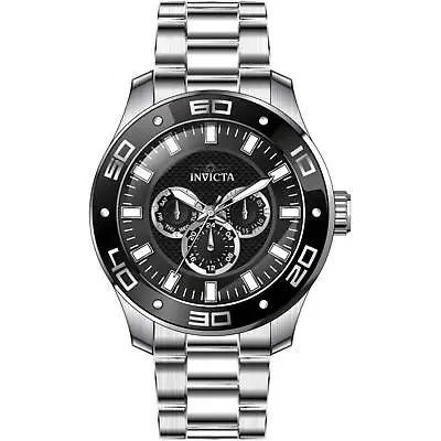 Invicta Men's Watch Pro Diver Scuba Black Dial Stainless Steel Bracelet 45756 • $67.50