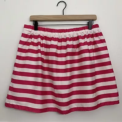 Lilly Pulitzer Womens Large Pink White Striped Cotton Skirt Pockets Barbie Core • $26.87