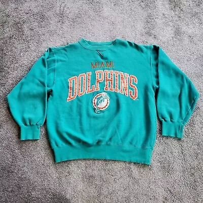 Vintage Miami Dolphins Sweatshirt Mens Medium Blue NFL Football 90s Embroidered  • $24.99
