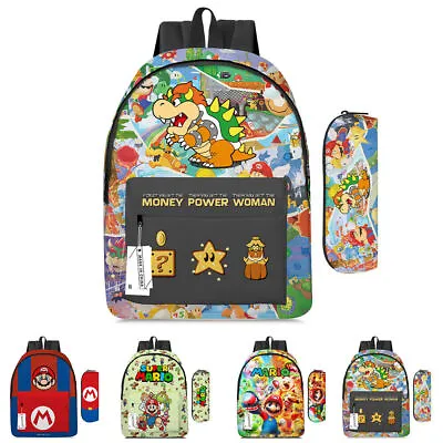 £16.49 • Buy Kid Backpack Super Mario Bros 3D Print School Bag Rucksack Pencil Case 2Pcs Set