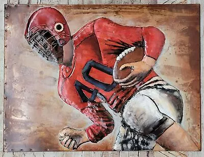 Football Player 3D Mixed Media Wall Art Painting Metal Wood Art • $249