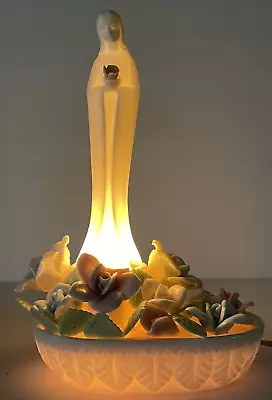 Vtg Madonna Lamp Floral Base By Ardalt Lenwile Verithin Porcelain Lamp 9 X6  • $59.99