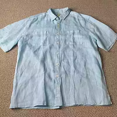 The Territory Ahead Mens Shirt Size XXL Blue Linen Short Sleeves Button Up  • $17.99