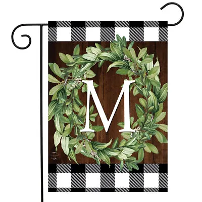 Wreath Monogram M Garden Flag • $9.86