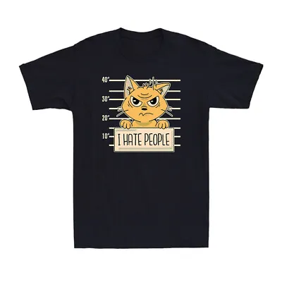 I Hate People Funny Crime Cat T-Shirt Cat Animal Pet Lover Gift Men's T-Shirt • $34.09