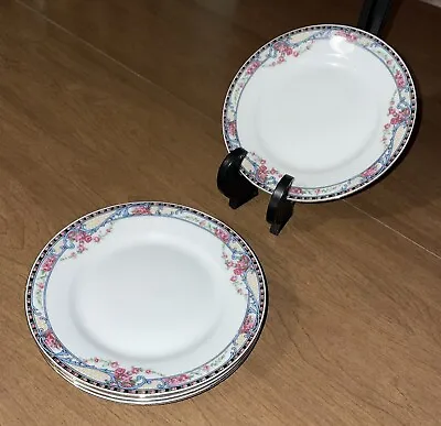 Vintage  VICTORIA Czechoslovakia Floral/Gold China 6-1/2” Bread Plates Set Of 4 • $19.99