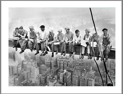 A0 A1 A2 A3 A4 Poster Print 4 Glass Frame Work Men Lunch New York Vintage Photo • $35.99