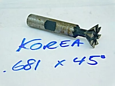 USED KOREA HSS DOVETAIL CUTTER .681  X 45° (SHANK: 3/8 ) • $15