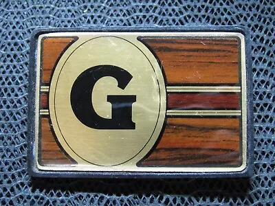 G Initial Exotic Wood Brass Hippie Belt Buckle! Vintage! Rare! Nap! 1984! Slick! • $39.99