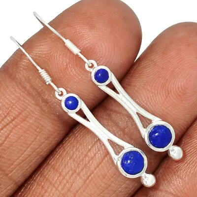 Natural Lapis Lazuli - Afghanisthan 925 Sterling Silver Earrings US1 CE23423 • $11.99