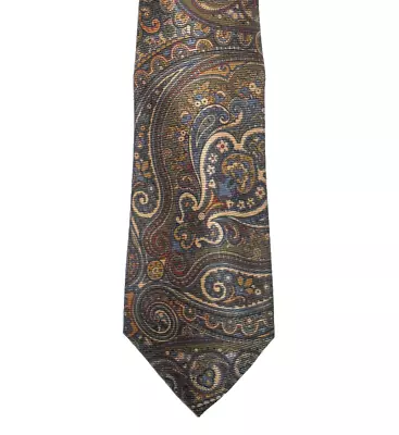 TASSO ELBA Men's 100% Silk MADDER PAISLEY Necktie Designer Brown/Navy/Green/ NWT • $14.99