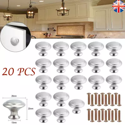 £7.35 • Buy 20X Brushed Satin Chrome Cupboard Cabinet Door Knobs Handles Drawer Wardrobe Uk