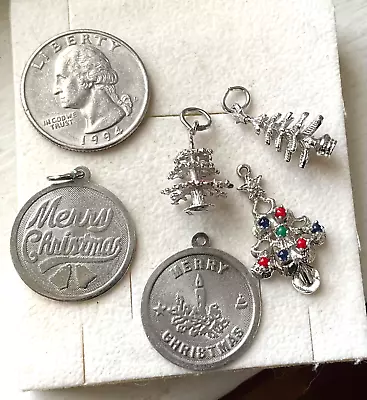 Vintage Sterling Charms LG CHRISTMAS DISCS TREES GEMS Lot • $25