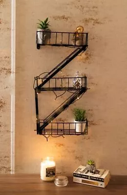 £17.99 • Buy Unique 3 Tier Fire Escape Floating Wall Shelf Shelving Unit Storage Decorative